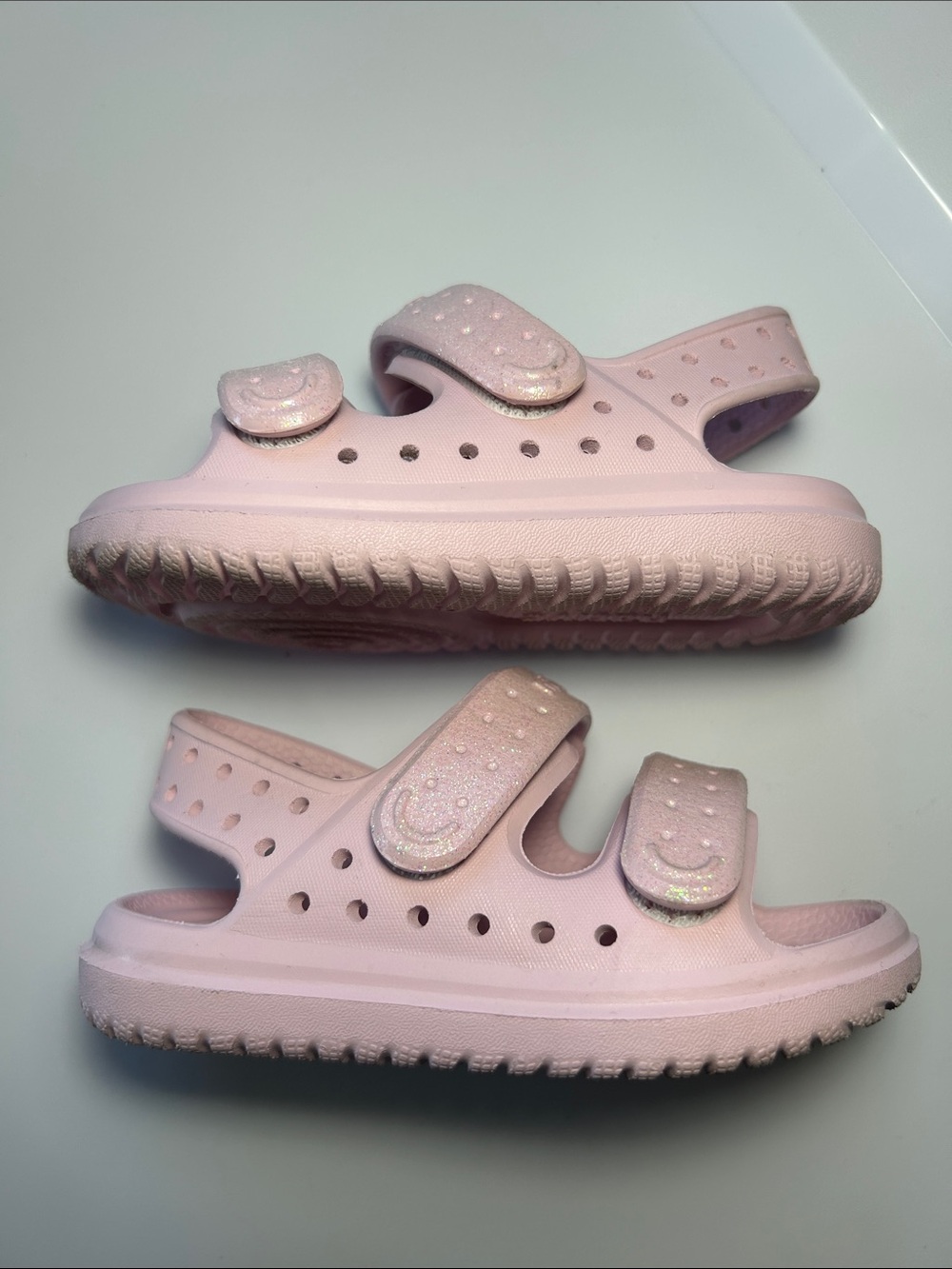 Native Shoes Kids Chase Barely Pink Glitter Strap Sandals Toddler size 6 (6C) - Picture 6 of 8